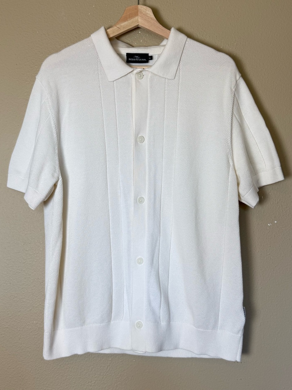 Rodd & Gunn Cream Cobb River Short Sleeve Knit Button-Up Shirt Size XL - Picture 2 of 9